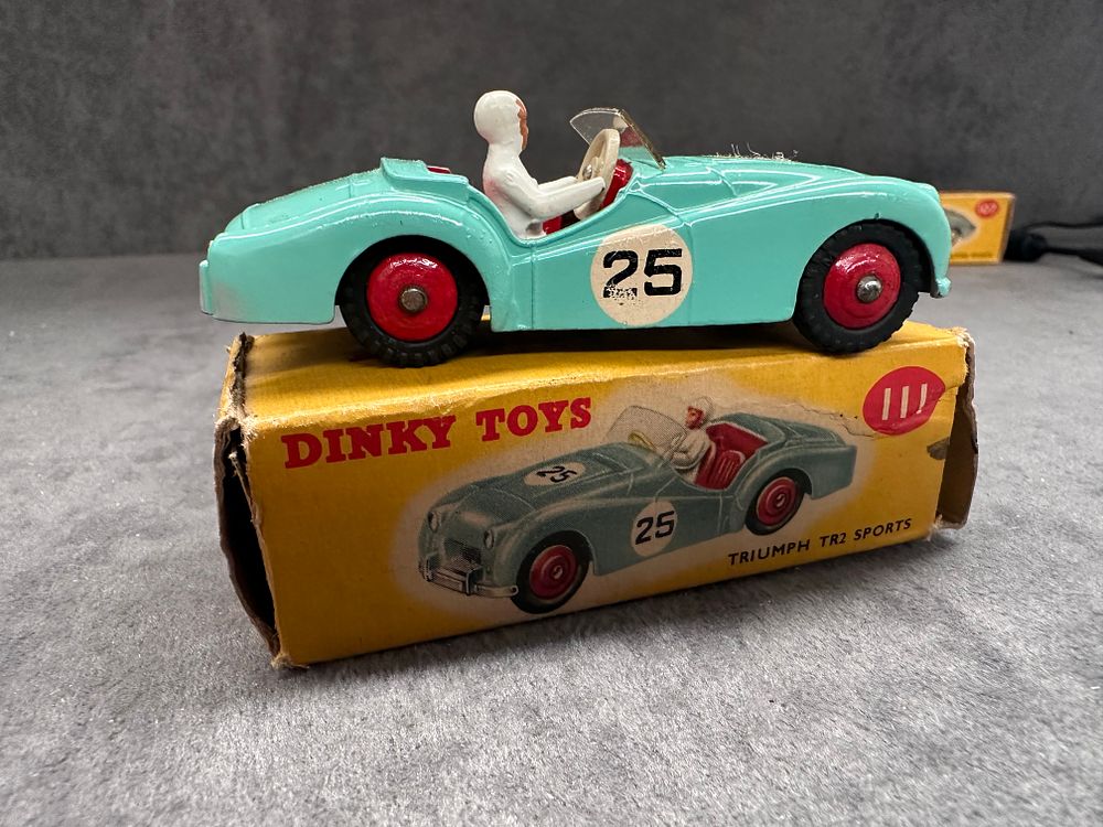 Lot 181: Dinky Toys No 111 Triumph TR2 - Meccano Ltd - Made In England - With Box all in good condition.
