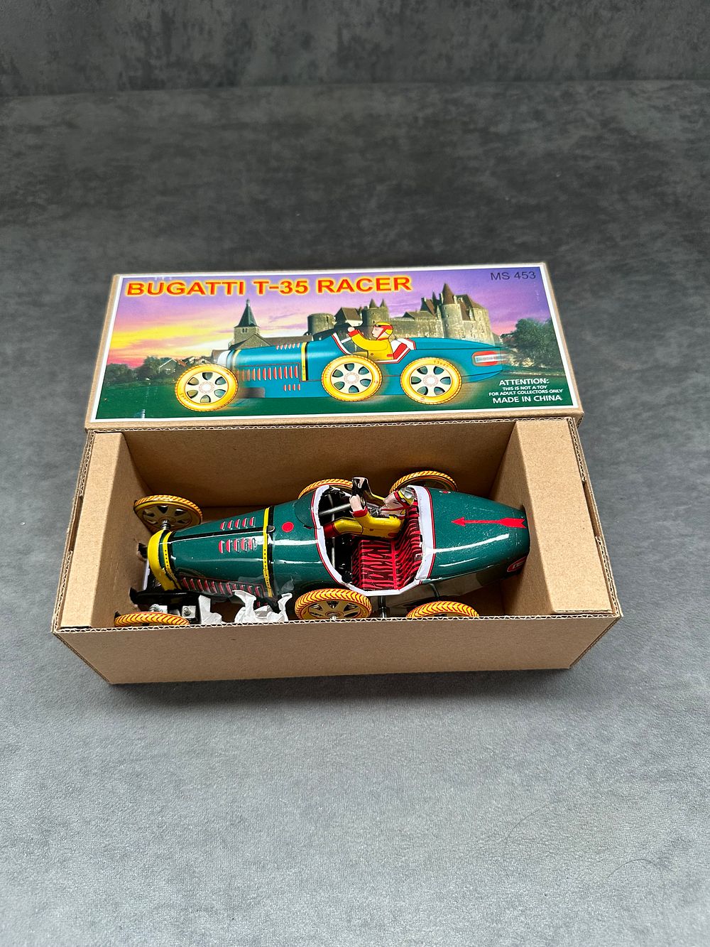 Lot 418: Bugatti T 35 racer tin toy made in China MS453