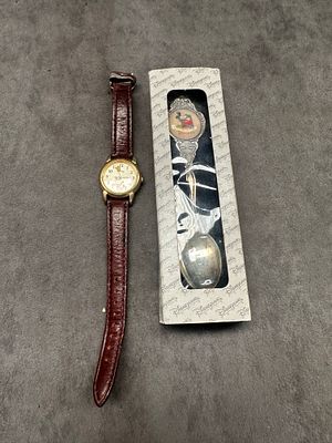 Disney Spoon & Disney watch with brown leather strap.