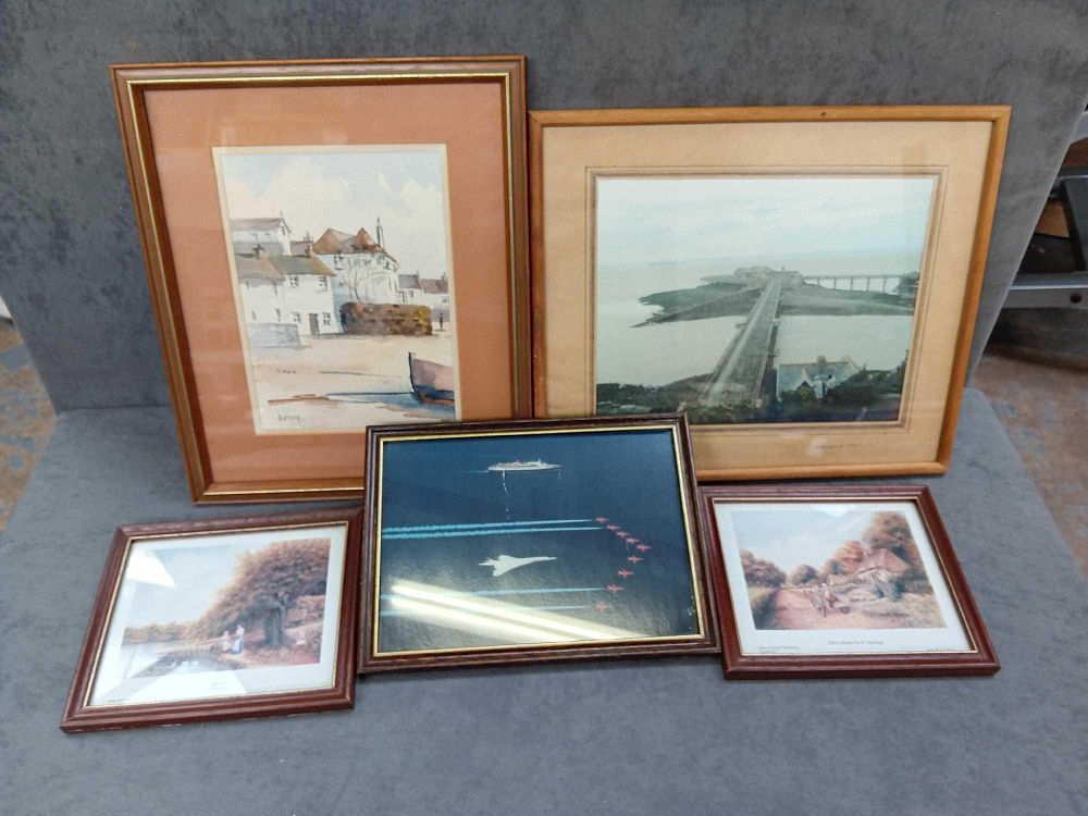 Lot 102: 5 x framed pictures1 x Concorde and Red...