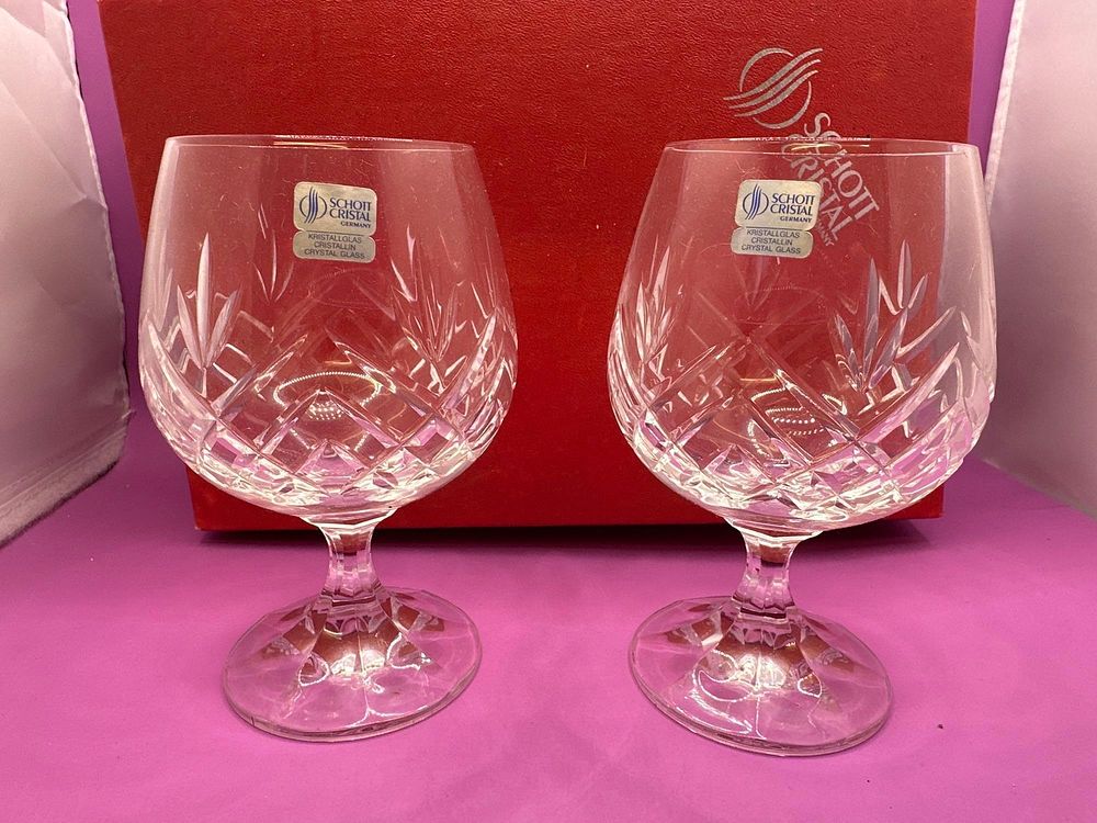 Lot 105: Set Of Two Schott Cristal Germany Brandy Glasses...