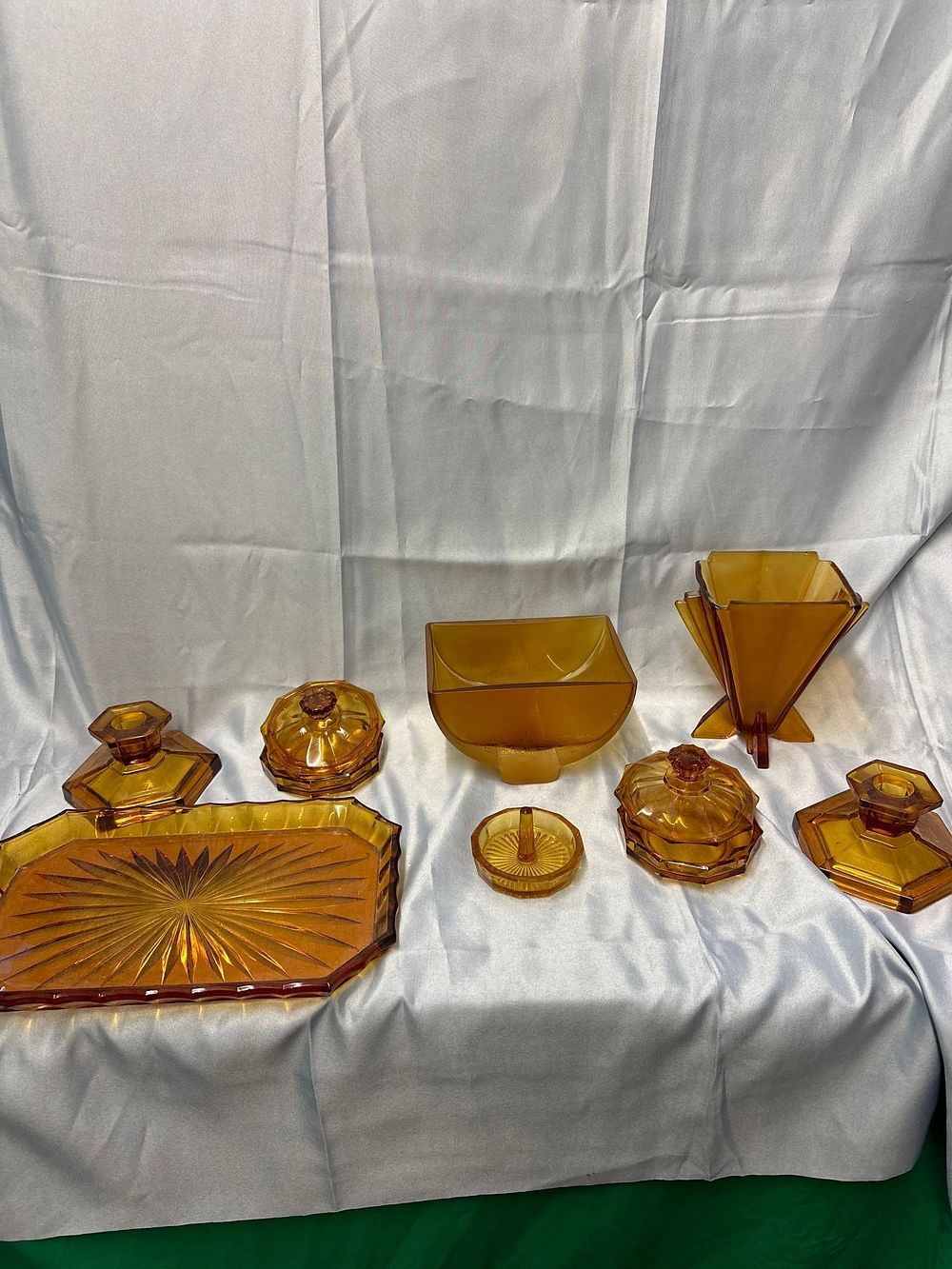 Lot 521: Amber Glass Comprising Of 8 Items 1 Tray...