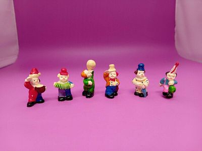 Set of six vintage clown ornaments