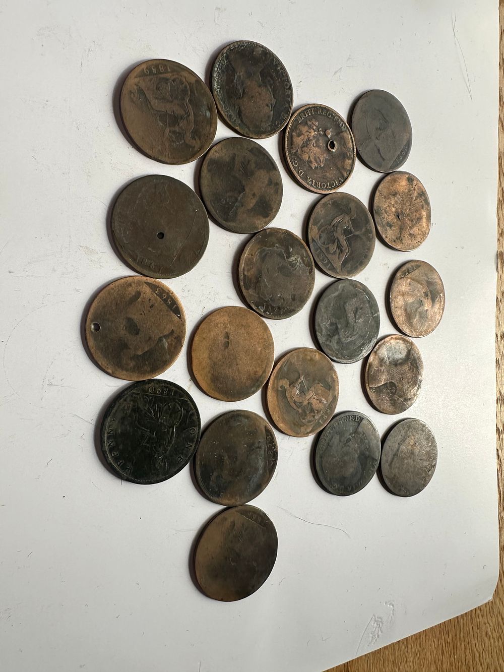 Lot 231: 20 x queen Vic very worn pennies 