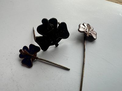 Three early vintage girl guides badges 1950s and before badges of flaming torch Var Redo one 