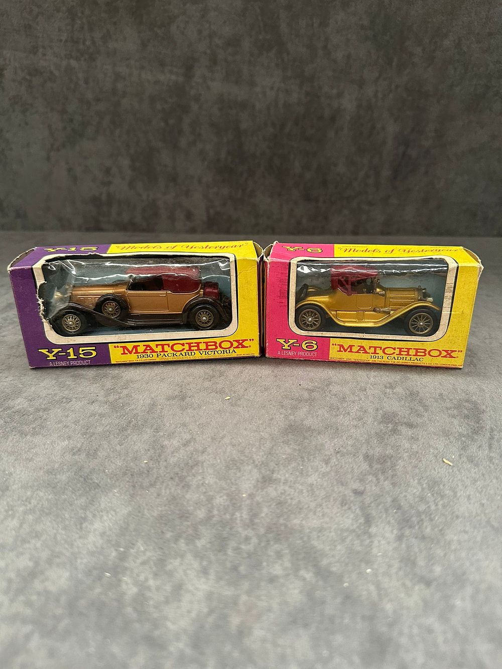 Lot 243: Pair of Matchbox Lesney Products Y-6 1913 Cadilac and Y-15 1930 Packard Victoria