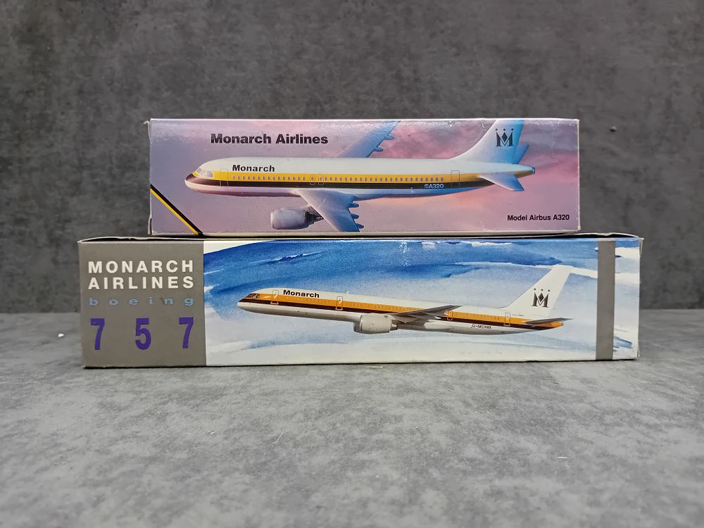 Lot 246: A pair of Monarch airlines model planes Boeing...