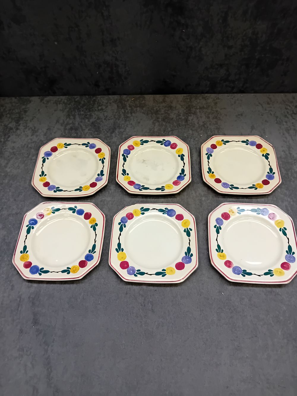 Lot 861: Barker Bros Hand-Painted Octagonal Dessert Plates (Set of...