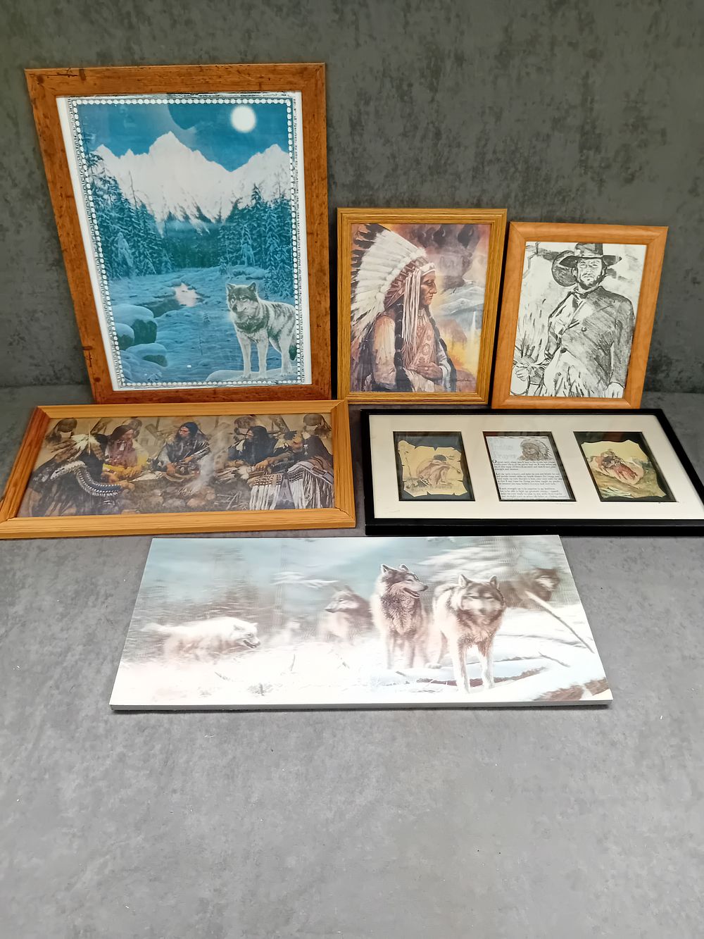 Lot 1052: Mixed lot of 6 native American themed prints...