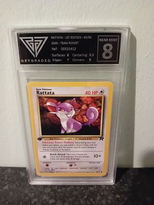 RATTATA 1ST EDITION 66/82 2000 TEAM ROCKET Near Mint grade 8 graded by get graded 00521412
