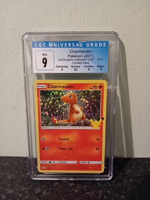 CHARMANDER POKEMON 2021 MCDONALDS COLLECTION 9/25 CONFETTI HOLO mint grade 9 graded by CGC 
