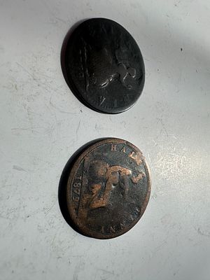 2 x Half Pennies 1754 and 1879