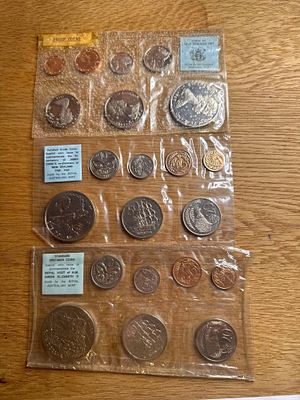 3 X New Zealand Proof Coin Sets Still Sealed 1967 1969 1970