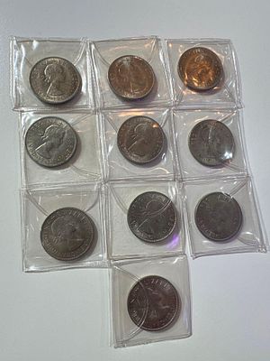 10 x 1967 UNC Half Crown in plastic wallets.