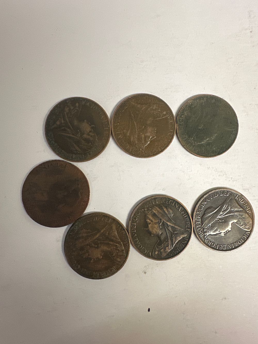 Lot 224: 7 various condition Queen Vic Farthings 1894, 1896,...