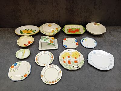 Mixed Vintage Ceramic Plates and Dishes with Floral and Cottage Motifs 
This mixed lot features 