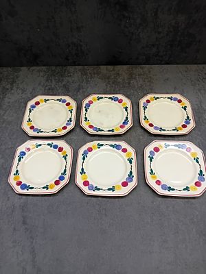 Barker Bros Hand-Painted Octagonal Dessert Plates (Set of 6) 
This charming set of six Barker 