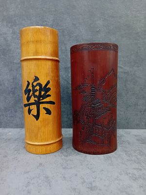 2 bamboo flower vases as pictured