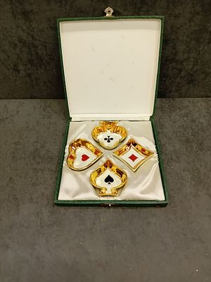Limoges porcelain playing card snack and nut dishes in box as pictured