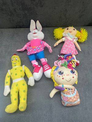 A selection of vintage teddy’s comprising of Super ted spotty man rare vintage, flip zee girls 