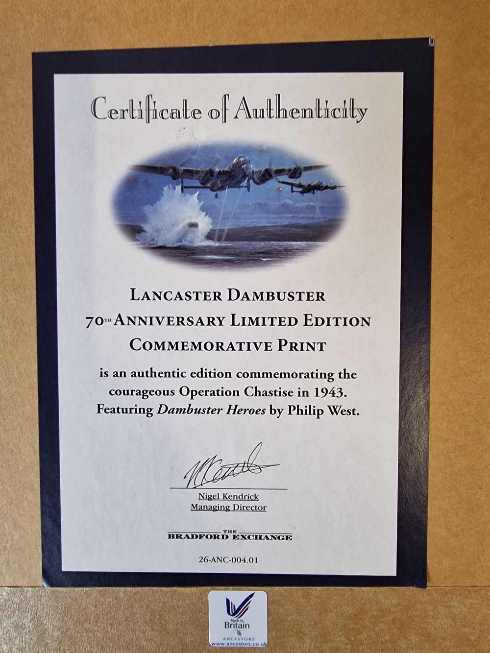 Lot 203: Lancaster Dambusters Commemorative Print Limited To 4999 Editions...