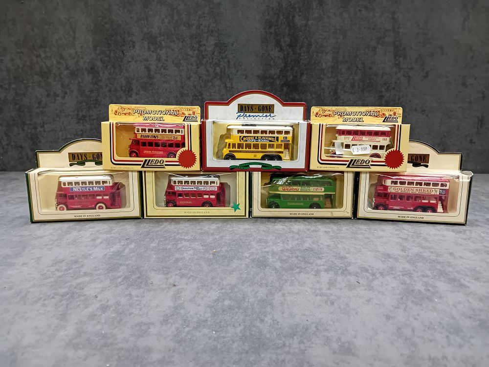 Lot 664: Mixed lot of 7 bus related Lledo diecasts...