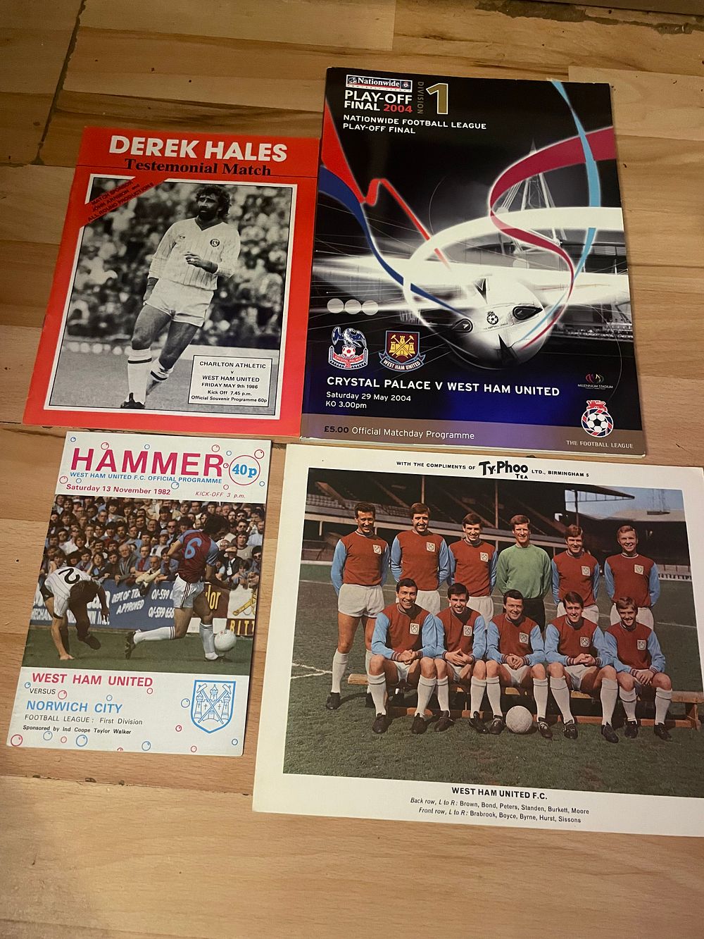 Lot 795: Westham Match day programs and photo card of...