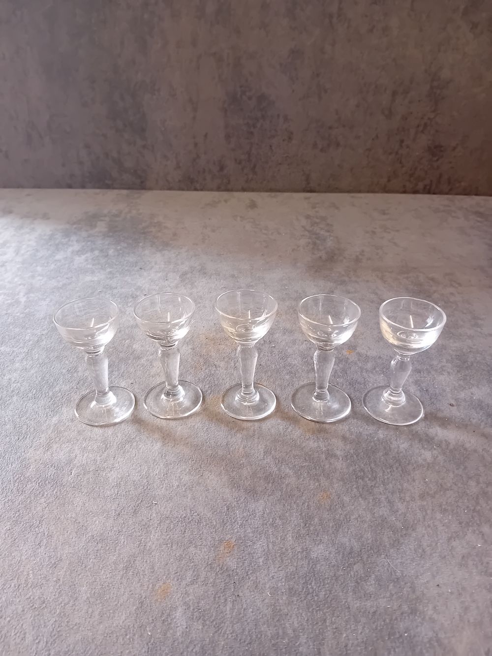 Lot 231: Lot of 5 Miniature Wine Glasses as pictured