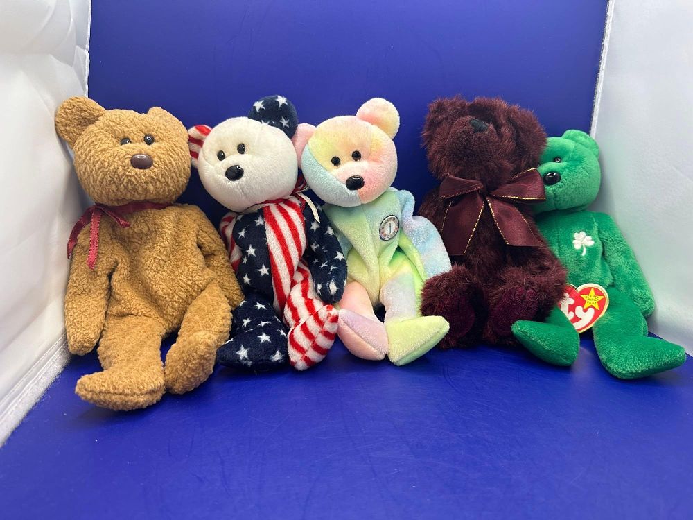 Lot 284: 5 x Ty Beanie bears as pictured, no...