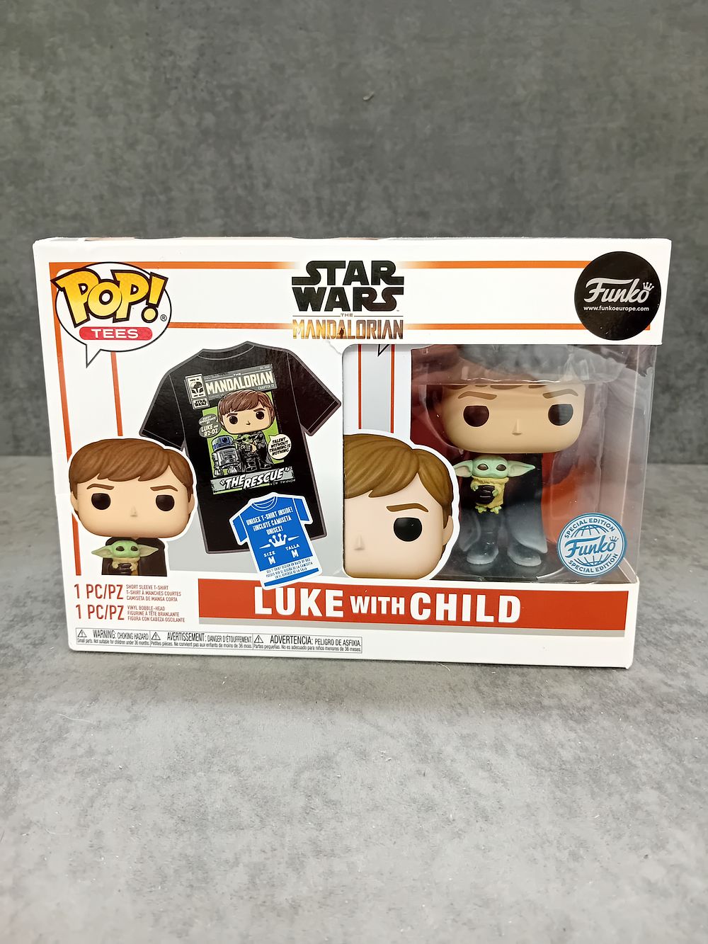 Lot 513: FUNKO POP TEES - STARWARS LUKE AND CHILD WITH MEDIUM TEE SHIRT.