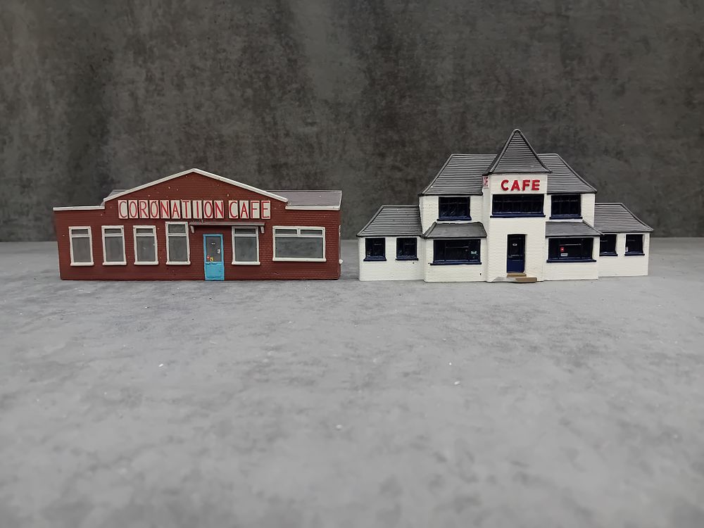 Lot 488: 2 heavy composite model railway cafes as pictured ...