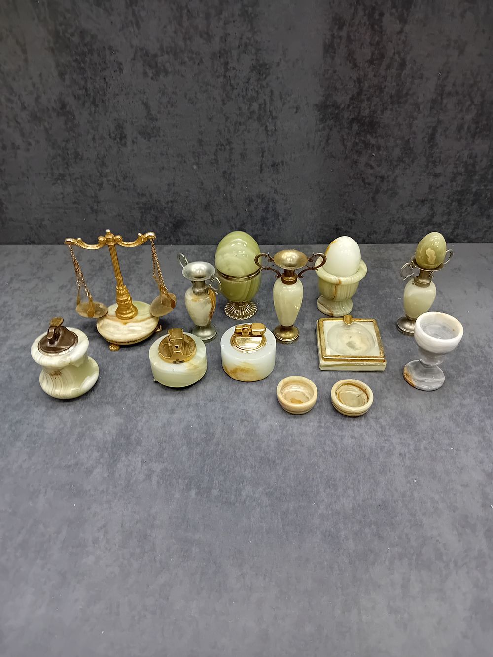 Lot 328: Large mixed lot of onyx and brass as...