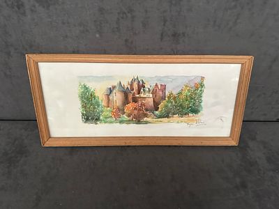 That watercolour..... Watercolour Chateau de Fayrac P&eacute;rigord Noir, Castle in 