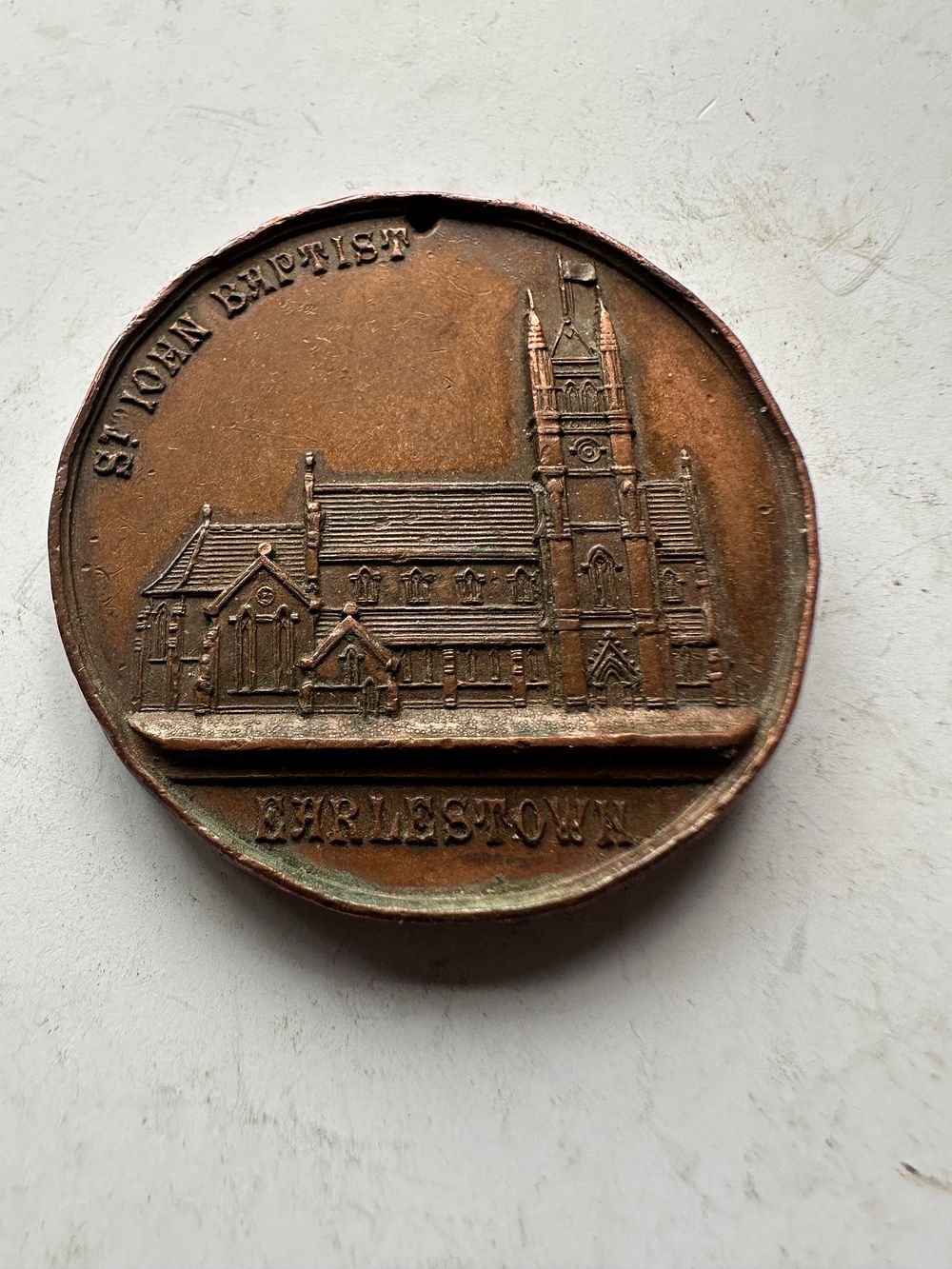Lot 291: 1857 Earls-town commemorative medal of St John’s Baptist...