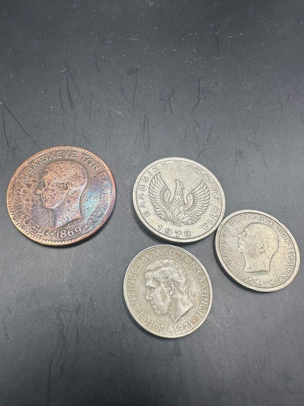 Lot 264: Old Greece 1869 ten Aerta and 3 other...