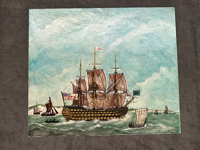 The Victory off Dover 
Artist: Bob Haring (Signed bottom left) 
Medium: 