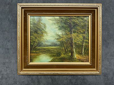 Forest Reflections 
Artist: Unknown (Unsigned) 
Medium: Oil on canvas, framed 
