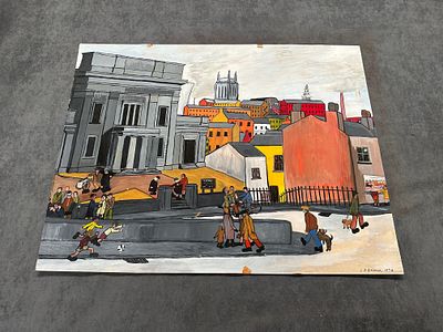 Stockport” by L.S. Ladman (1973) 
Dimensions: 67 x 52 cm 
Medium: Acrylic on board 