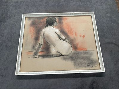 Reclining Nude by Leonard May 
Dimensions: 67 x 54 cm 
Medium: Charcoal and pastel on paper 