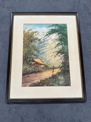 Charming Rural Watercolour Painting – Unsigned – Framed (50 x 40 cm) 
A beautifully composed 