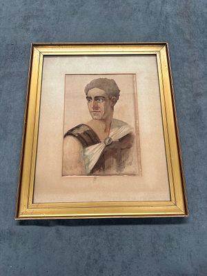 Portrait of a Roman Man 
Artist: Signed “Erios?” (2020) 
Medium: Watercolour on paper 