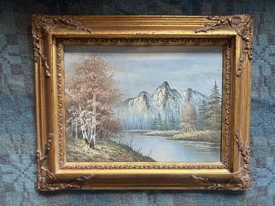 K. Bowman – Mountain Reflection, Oil on Canvas 
Description: 
A striking oil on canvas 