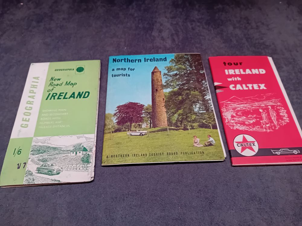 Lot 216: Old 1950s / 1960s maps of Irelands roads...