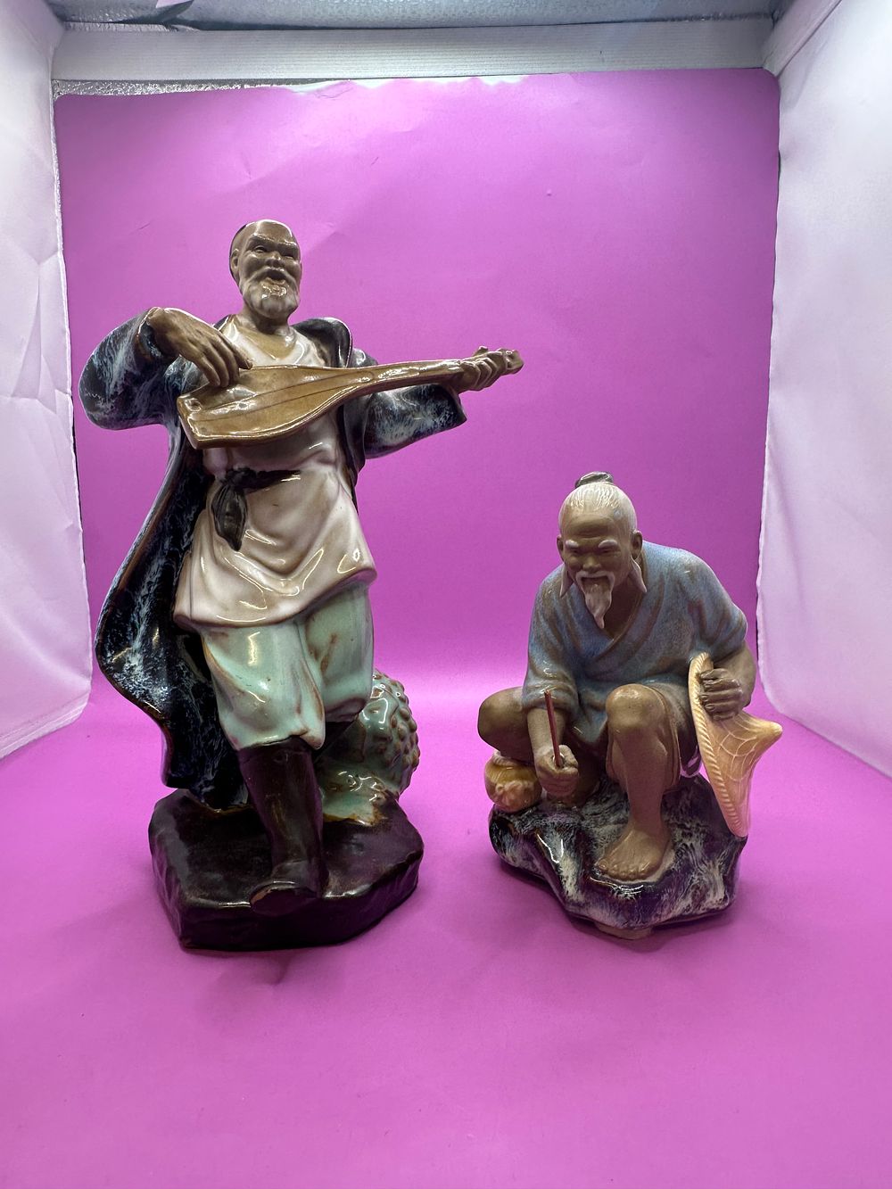 Lot 555: 3 x Chinese Mudmen Figures as pictured additional...