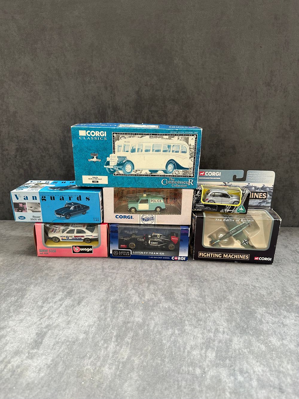 Lot 26: 7 x Boxed Diecasts includes Corgi, Burago, Vangaurds,...