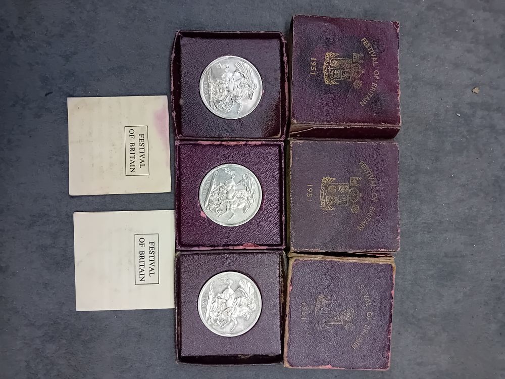 Lot 399: three Festival of Brittan 1951 5 shilling coins
