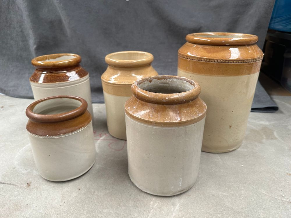 Lot 310: Mix lot of 5/19 century stoneware pots as...