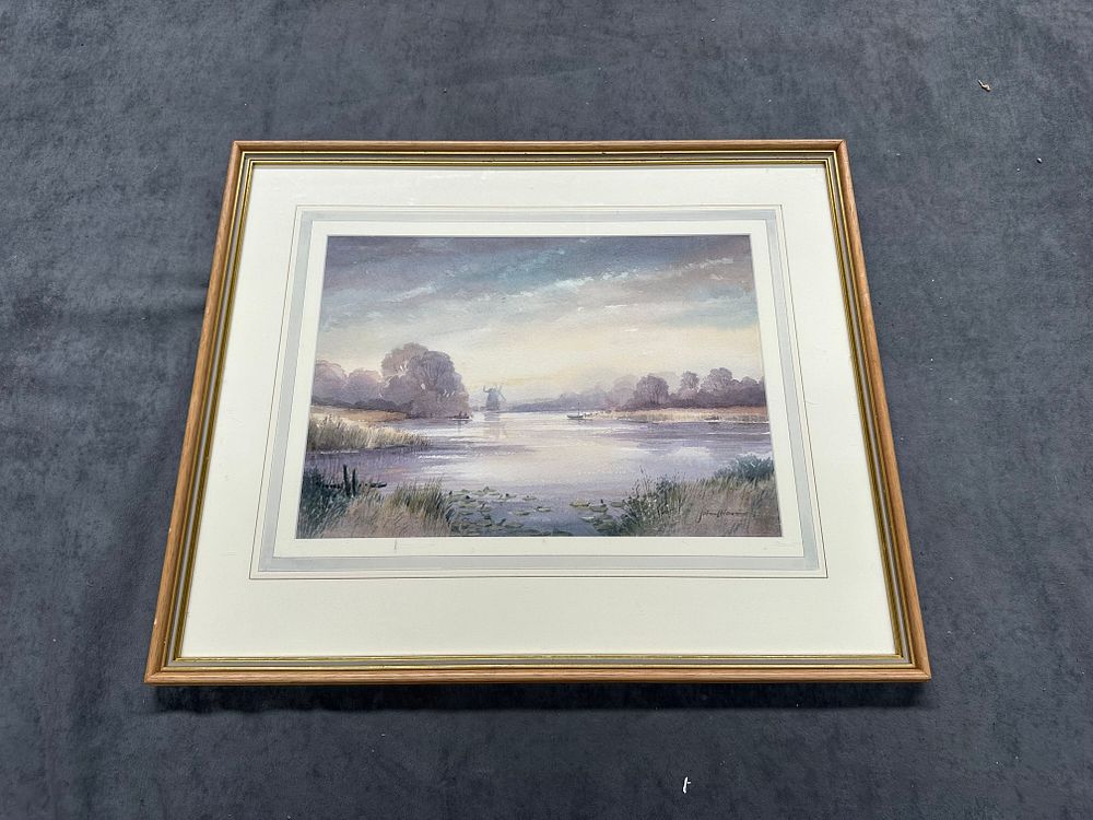 Lot 318: Tranquil River Landscape by John Haines – Watercolour