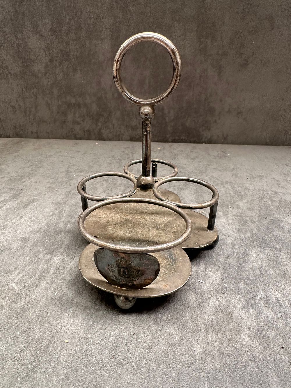 Lot 568: RAF Engraved Condiments Holder possibly plated silver. made...