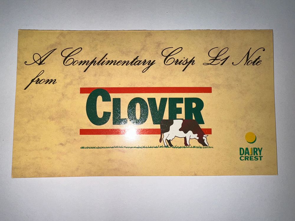 Lot 439: A Complimentary Crisp £1 note, a Clover Promotion....